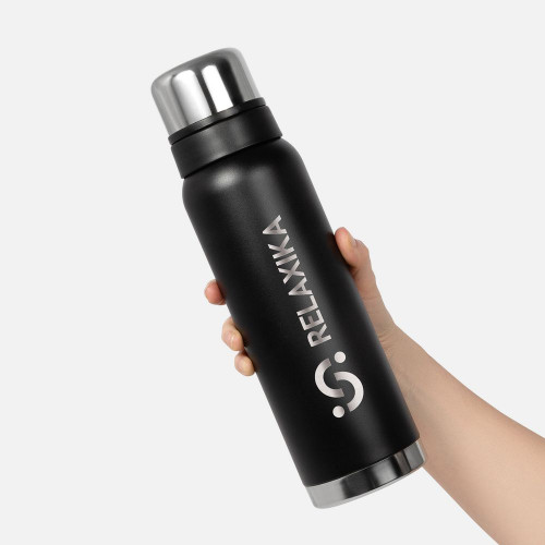 Термос Relaxika 1000 со стикерпаком, черный