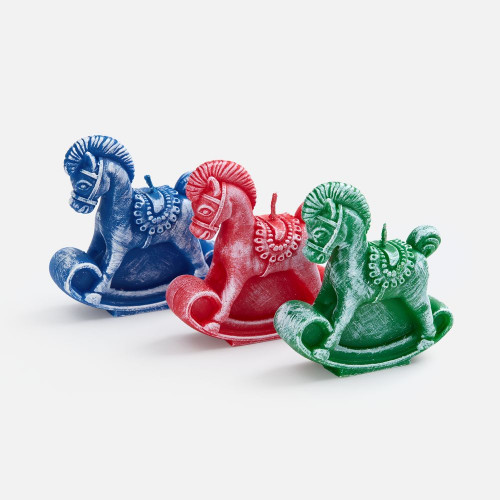 Свеча фигурная «Лошадка-качалка», синяя