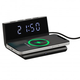 Станция беспроводной зарядки с часами Electron, ver.2, черная