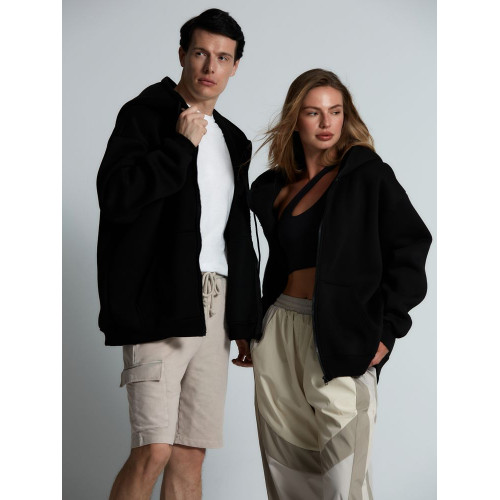 Толстовка унисекс оверсайз Zippy, черная