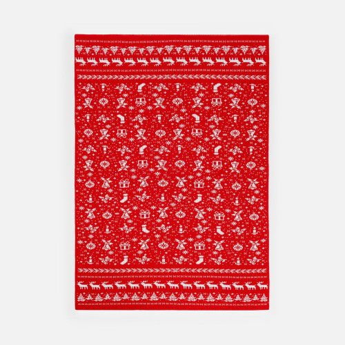 Плед Holidale, красный с молочным