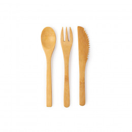 Набор PLUSIN: ложка, вилка, нож в чехле, 6,5х22х1см, бамбук, хлопок