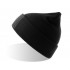 Шапка вязаная двойная Wind-S, с отворотом и патчем, чёрный, 100% переработанный полиэстер Шапка вязаная двойная Wind-S, с отворотом и патчем, чёрный, 100% переработанный полиэстер