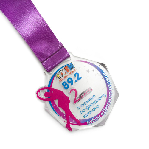 Медаль из акрила 1-слойная с УФ-печатью D-40, толщина 10 мм